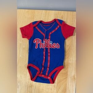 Philadelphia Phillies Baby Blue Speed Hit Short Sleeve Onesie (Size 0-3M)